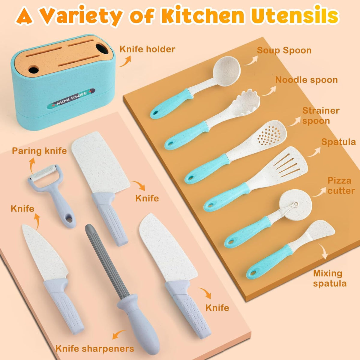44PCS Kids Kitchen Playset Cookware Toys with Play Pots and Pans, Gas Stove with Sound & Light, Cooking Utensils W605158