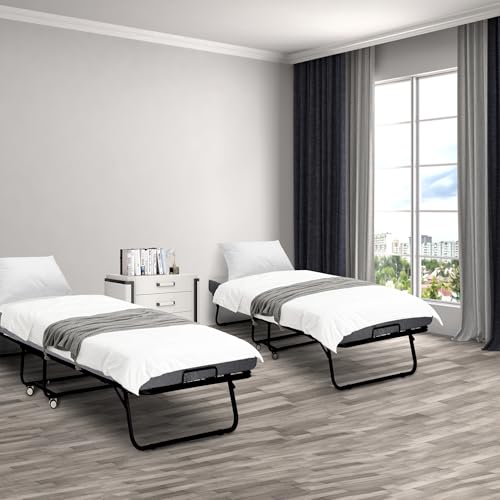 Black Folding Rollaway Bed with Mattress F1095
