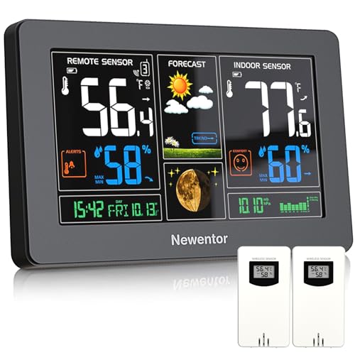 Black 7.5" Color Wireless Weather Station with 2 Remote Sensors P65757