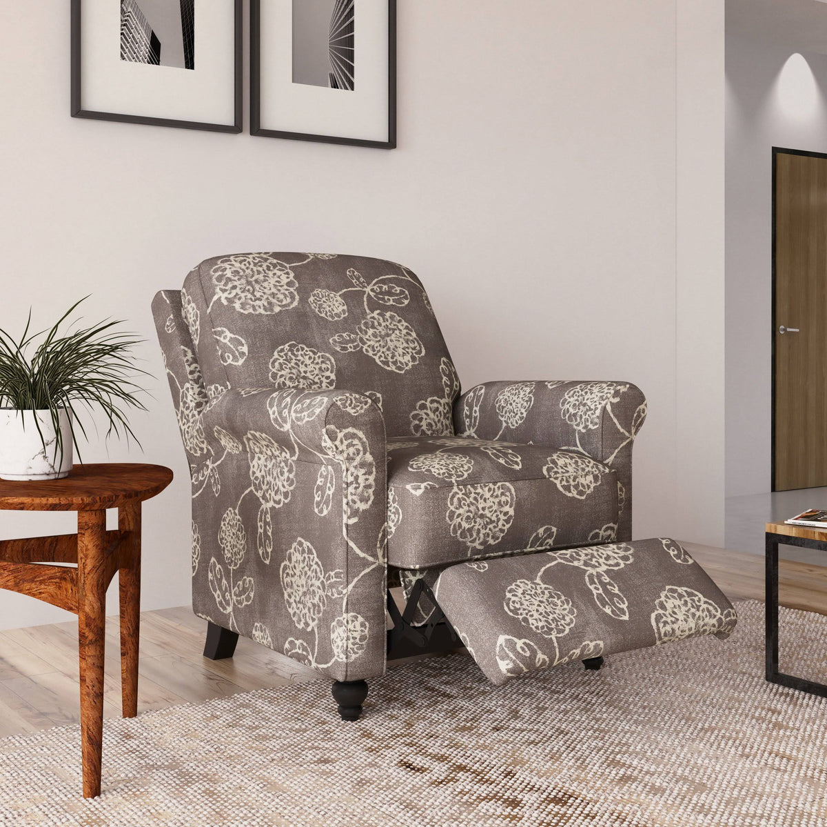 Warm Multi Floral Push Back Recliner Chair V96329