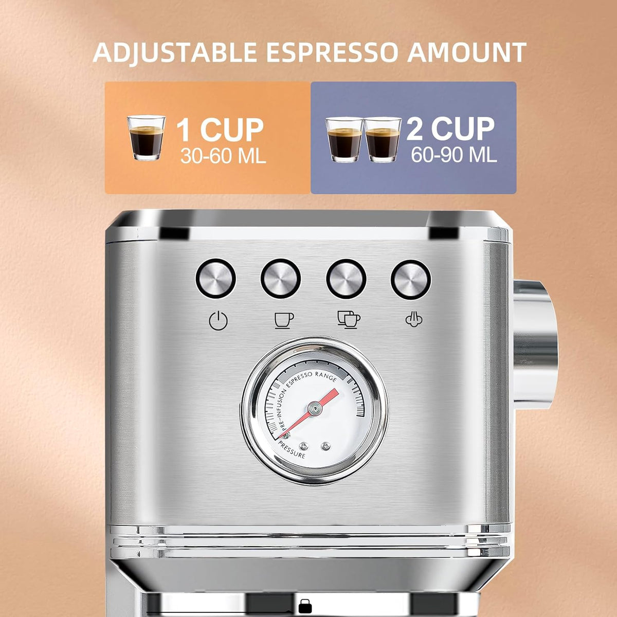 20 Bar Semi Automatic Stainless Steel Espresso Machine G33513