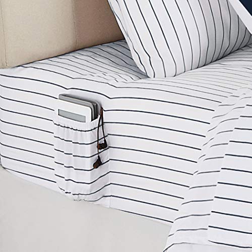 7-Piece Reversible Microfiber Bed-in-a-Bag, Full/Queen, Navy Stripe J218