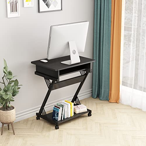 Brown Rolling Computer Desk with Keyboard Tray D416051