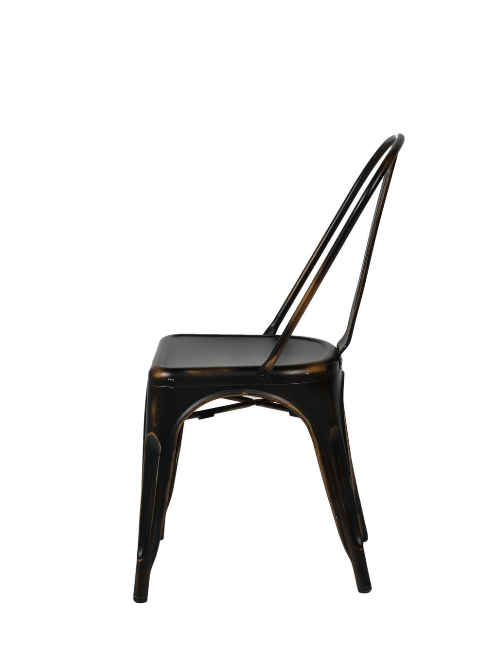 Antique Black Steel Stackable Dining Chair Y80634
