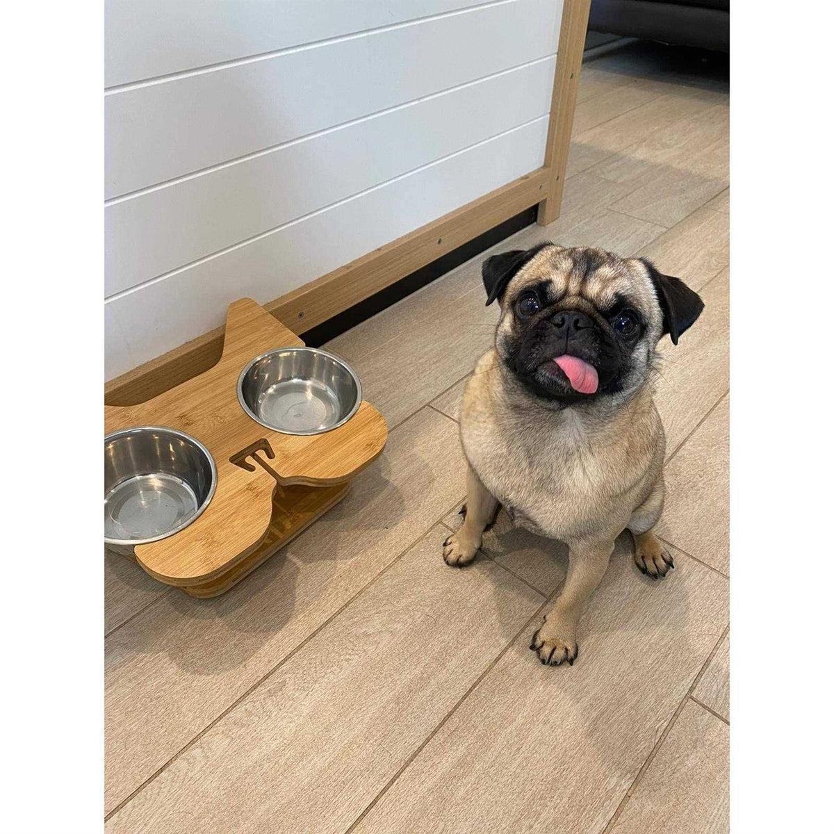 Elevated Dog Bowl Stand with Stainless-Steel Food and Water Bowls M38644
