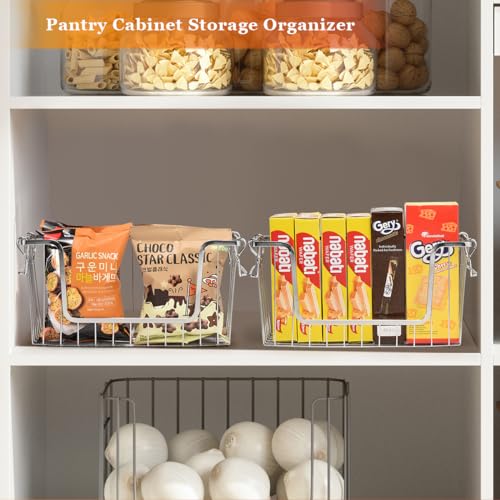 Set of 4 Stackable Metal Wire Freezer Bins with Foldable Handles X218445