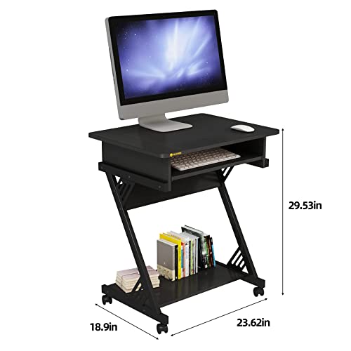 Brown Rolling Computer Desk with Keyboard Tray D416051