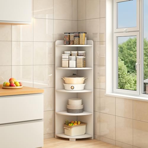 6-Tier Open Corner Shelf Tall Wooden Floor Standing Bookshelf Oak X524254
