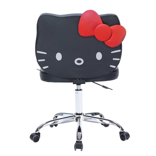Black Adjustable Height Swivel Vanity Chair with Wheels L835979