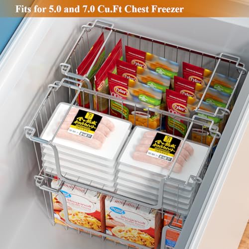 Set of 4 Stackable Metal Wire Freezer Bins with Foldable Handles X218445