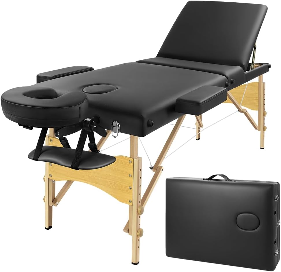 Black Folding Massage Table with Carry Case Y8643