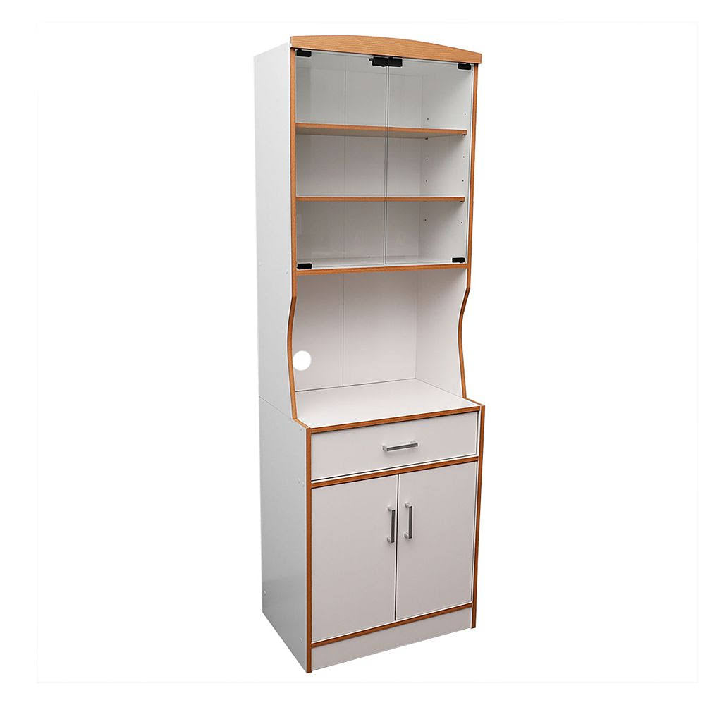 Large White Wood Microwave Cabinet Cart A50199