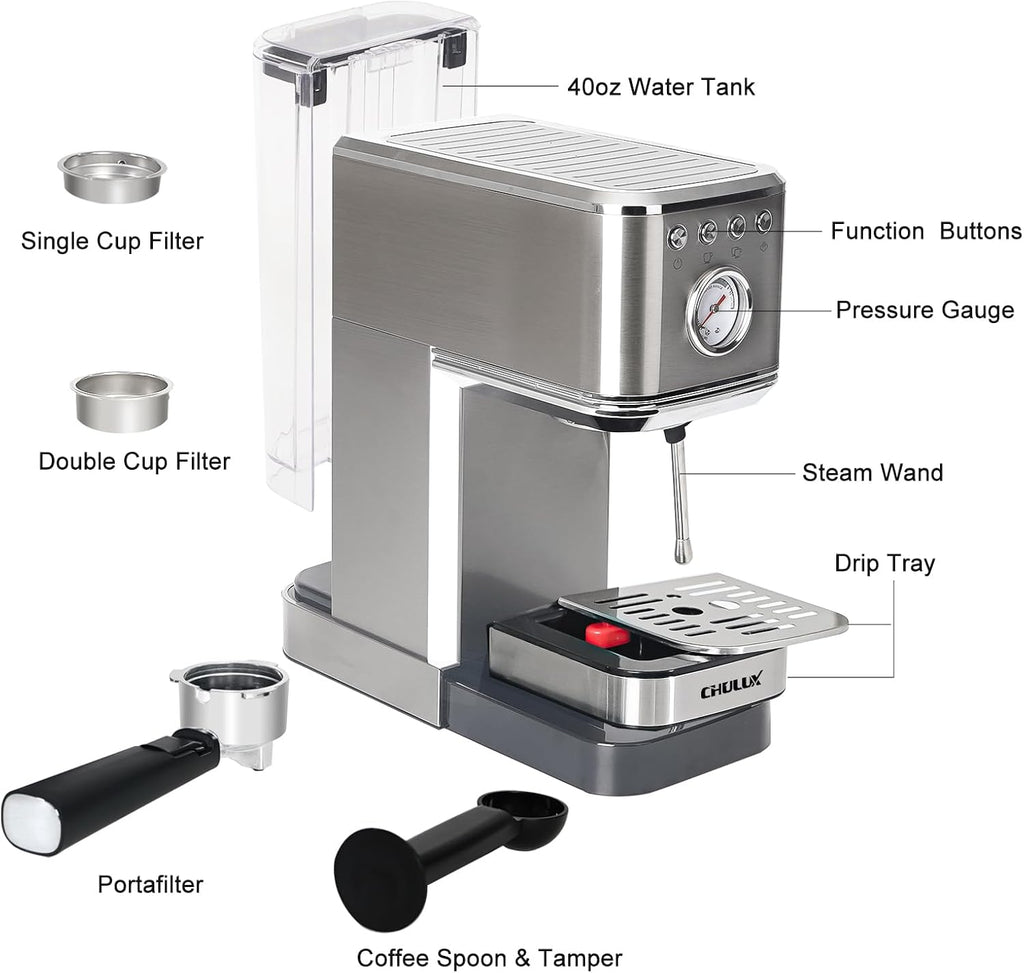 20 Bar Semi Automatic Stainless Steel Espresso Machine G33513