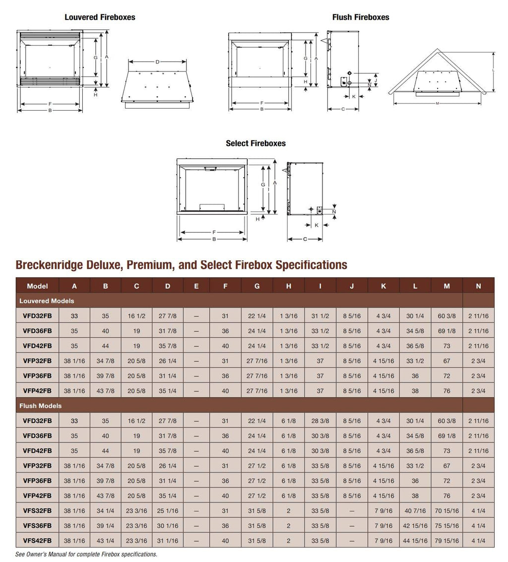 Vent-Free Louvered GAS Firebox P991