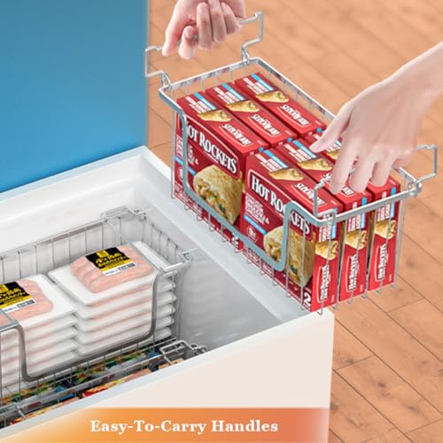 Set of 4 Stackable Metal Wire Freezer Bins with Foldable Handles X218445