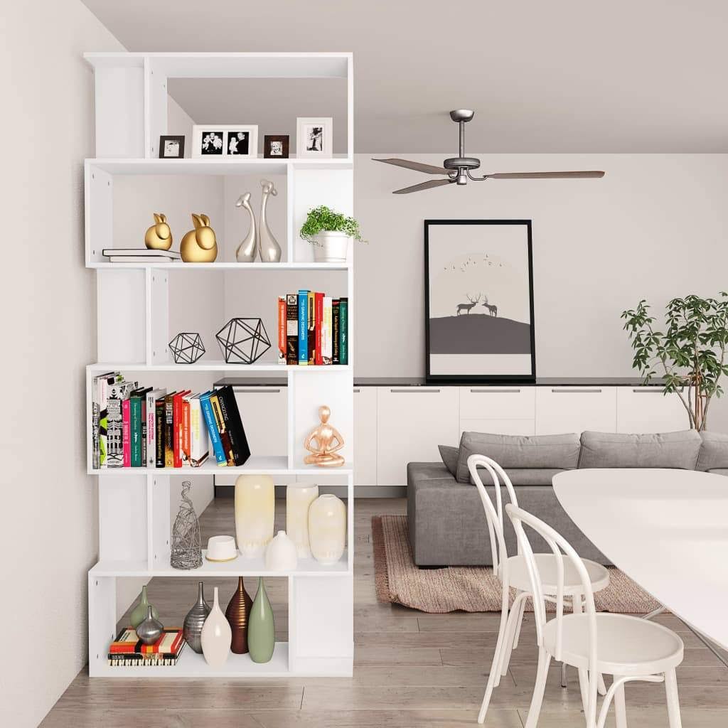 White Chipboard Book Cabinet Room Divider F142