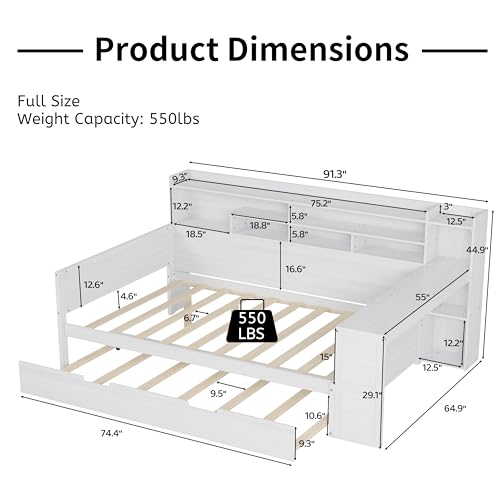 Gray Twin Corner Bed Frame with Storage Shelves and Desk Q35416