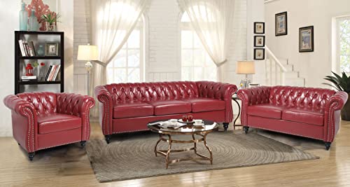 Green Velvet Chesterfield Sofa and Club Chair Set I411464