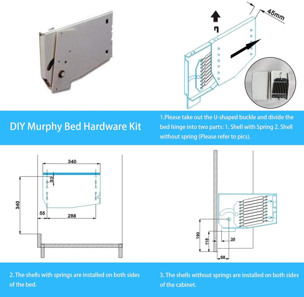 Queen-Size Wall Bed Mechanical Hardware Kit B153713