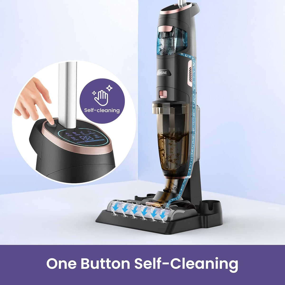 Cordless Stick Wet Dry Vacuum Cleaner, Self-Cleaning, Black P8713