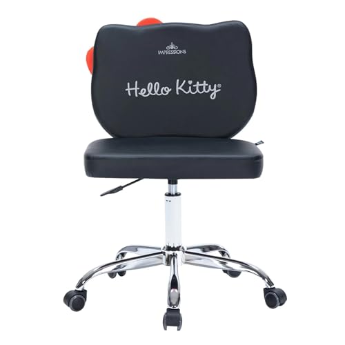 Black Adjustable Height Swivel Vanity Chair with Wheels L835979