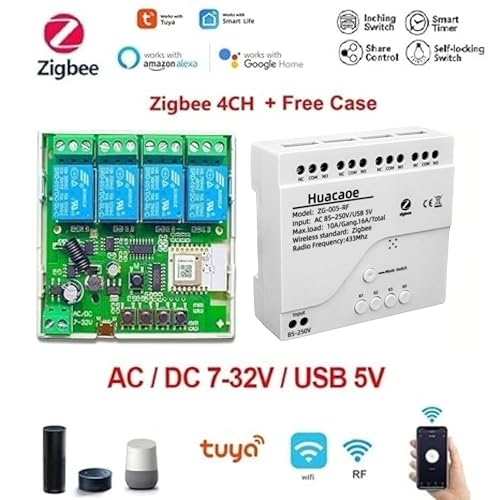 Zigbee 4CH DC7-32V USB 5V Relay Smart Switch Module Z376874