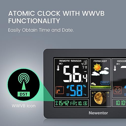 Black 7.5" Color Wireless Weather Station with 2 Remote Sensors P65757