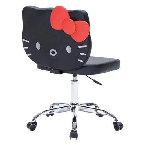 Black Adjustable Height Swivel Vanity Chair with Wheels L835979