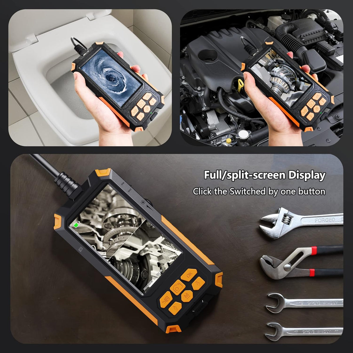 7.9mm 1080P Dual Lens Borescope Endoscope Camera with 4.5 IPS Screen Z52702