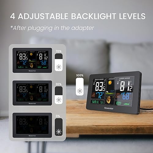 Black 7.5" Color Wireless Weather Station with 2 Remote Sensors P65757