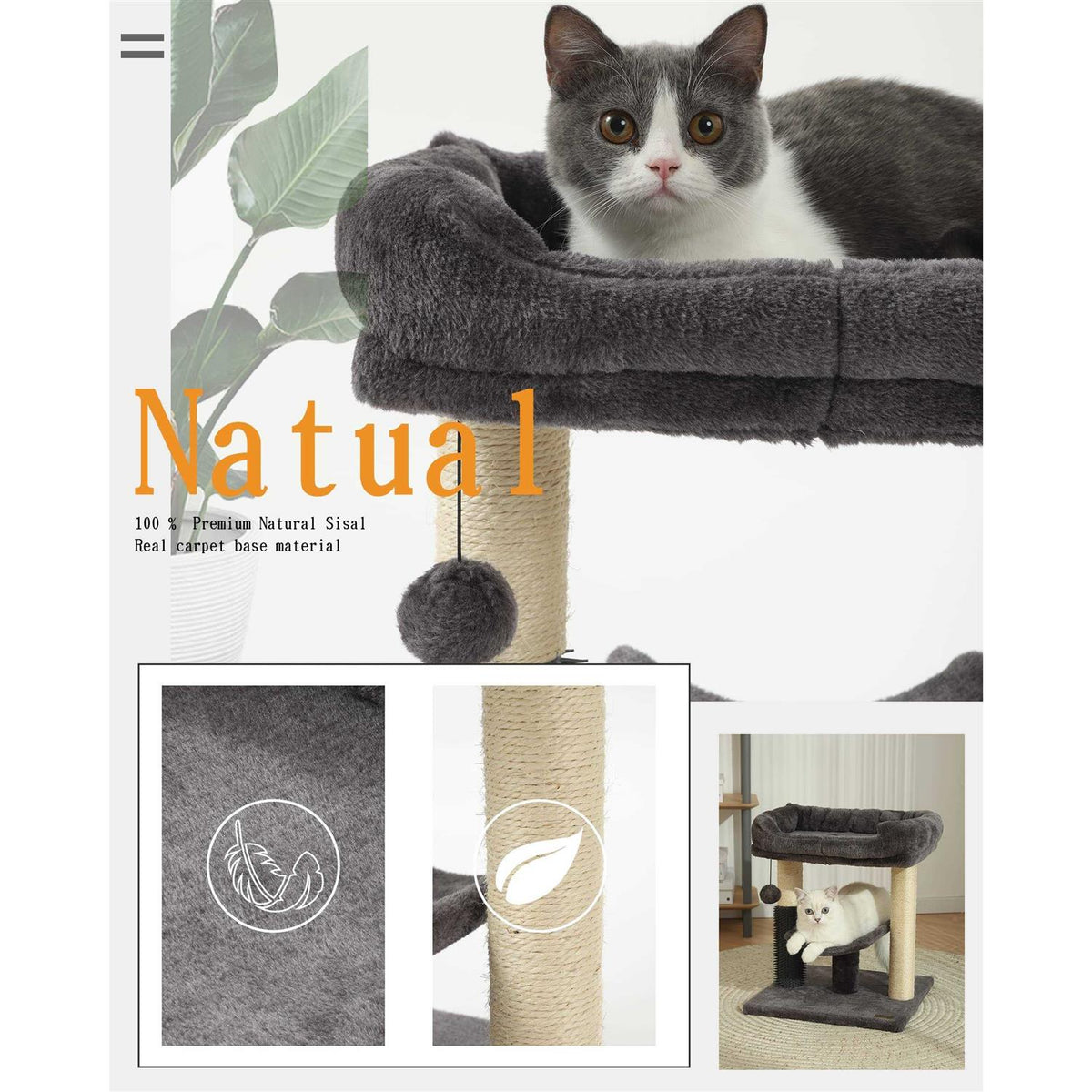 Cat Tree Tower with Scratching Post and Cozy Perch R228940