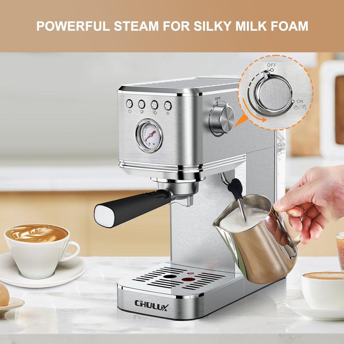 20 Bar Semi Automatic Stainless Steel Espresso Machine G33513