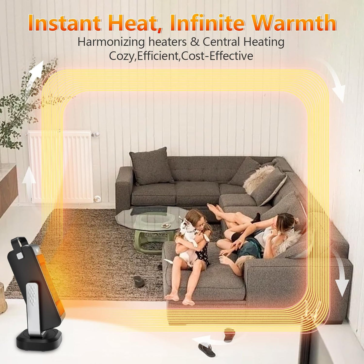 3D Oscillating Portable Electric Heater with Thermostat Z1314