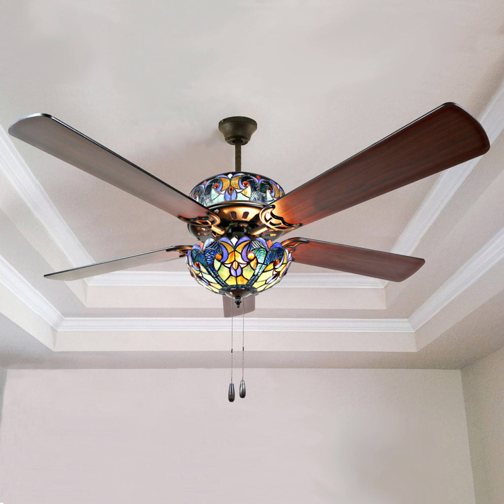 Blue Stained Glass Ceiling Fan Z46797