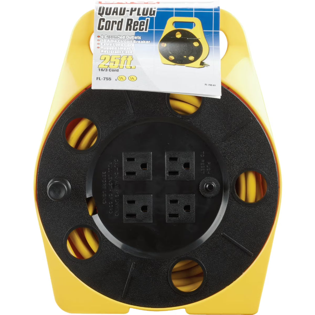 25 Ft. 16/3 Cord Polypropylene Multi-Plug Cord Reel P28130