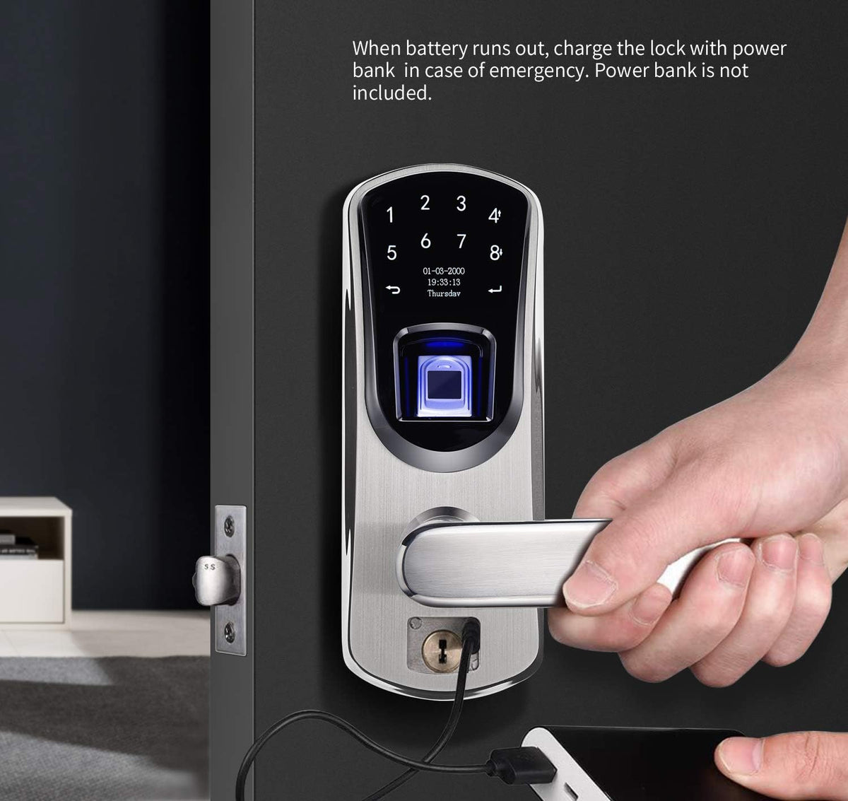 Smart Door Lock with Fingerprint Stainless Steel Touchscreen H2575