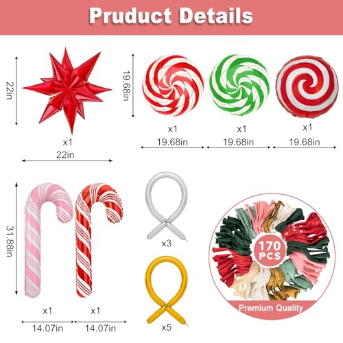 170Pcs Christmas Balloon Garland Arch Kit with Banner and Foil Balloons R970817