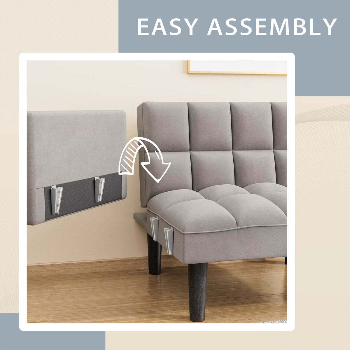 Grey Adjustable Backrest Sofa Bed W7136