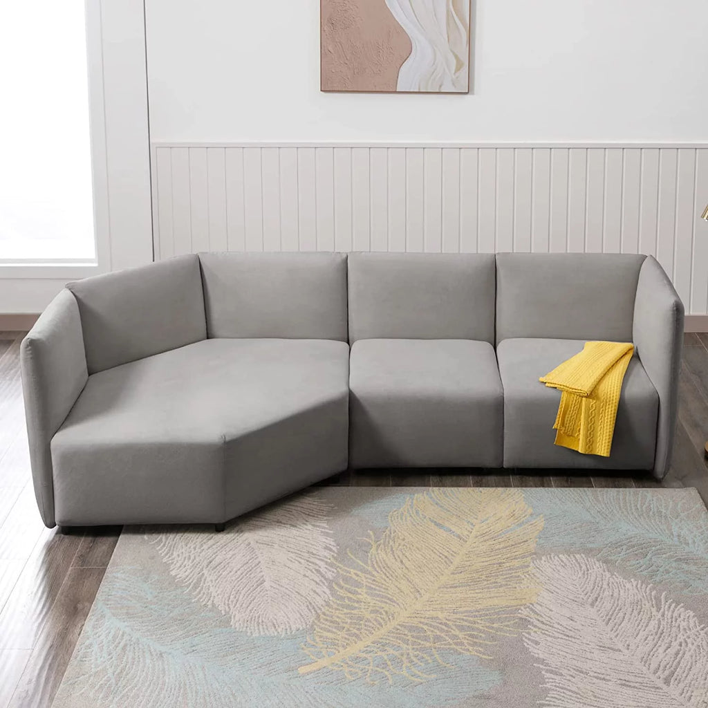 Light Grey Curved Modular Sectional Sofa O967