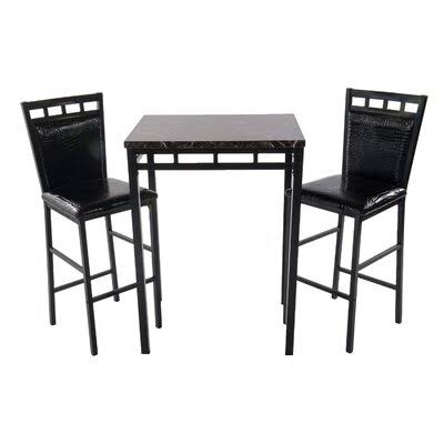 3 Piece Dining Set Black D649