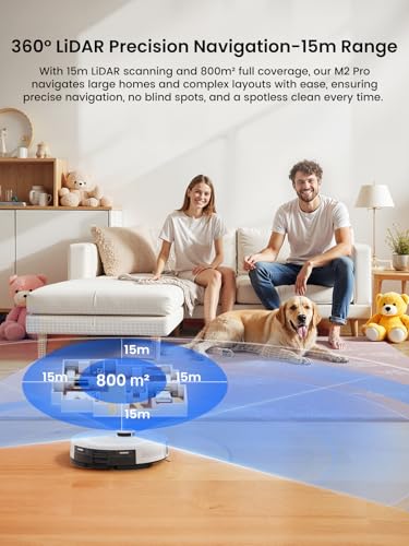 LiDAR Robot Vacuum and Mop, 450ml Dustbin, 150 Mins Runtime M693