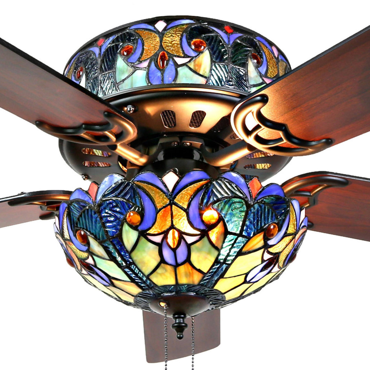 Blue Stained Glass Ceiling Fan Z46797
