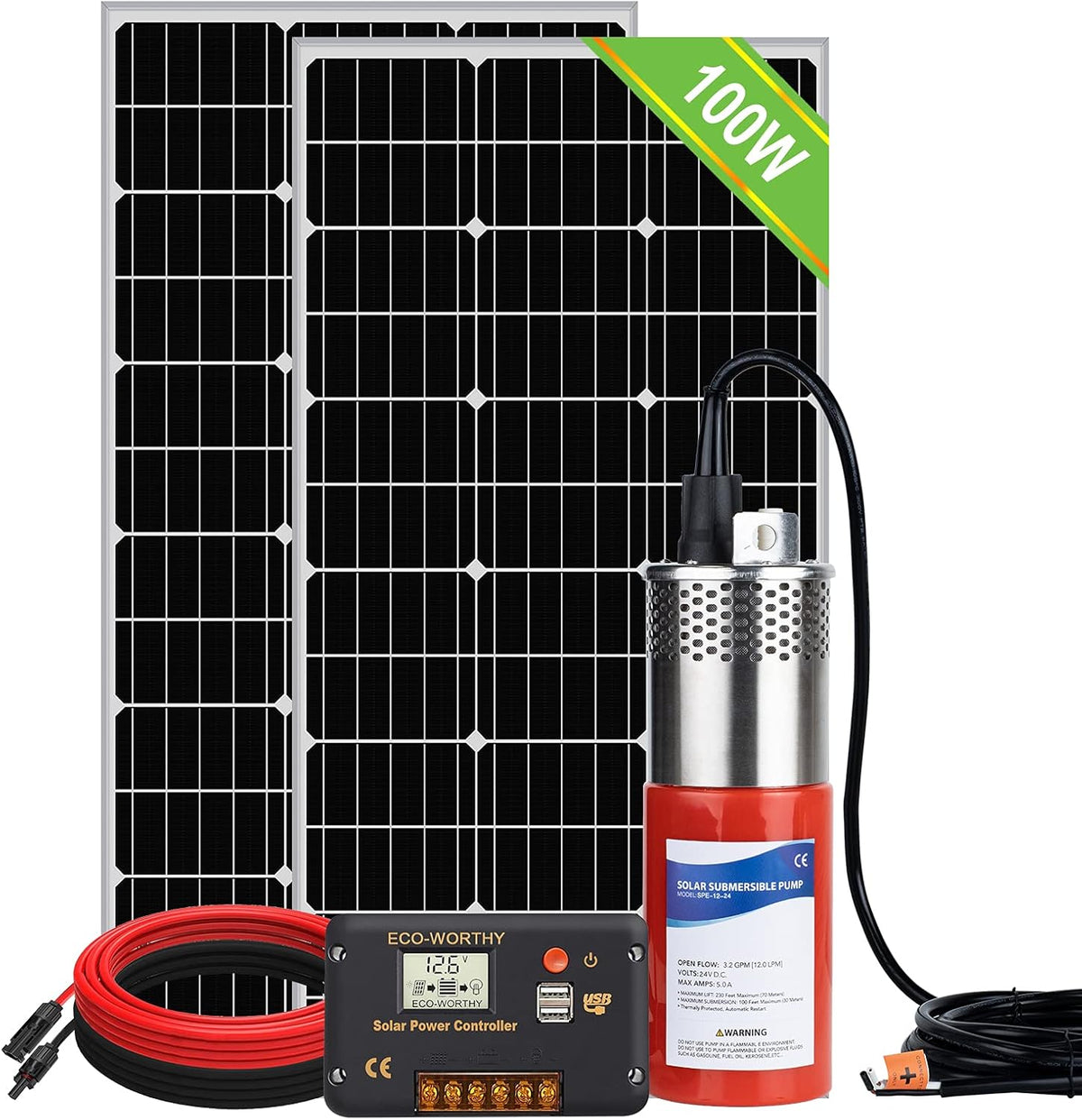 24V 400W Submersible Solar Well Pump Kit with 16ft Cable C8105