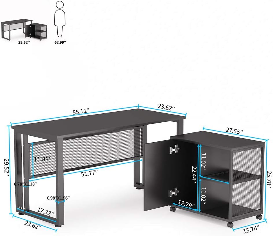 L-Shaped Computer Desk with File Cabinet Q94754