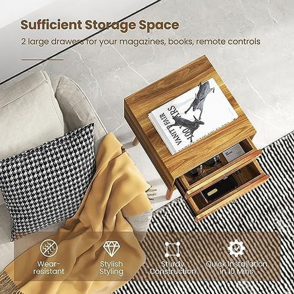 White 2 Drawer Wooden Nightstand C758666
