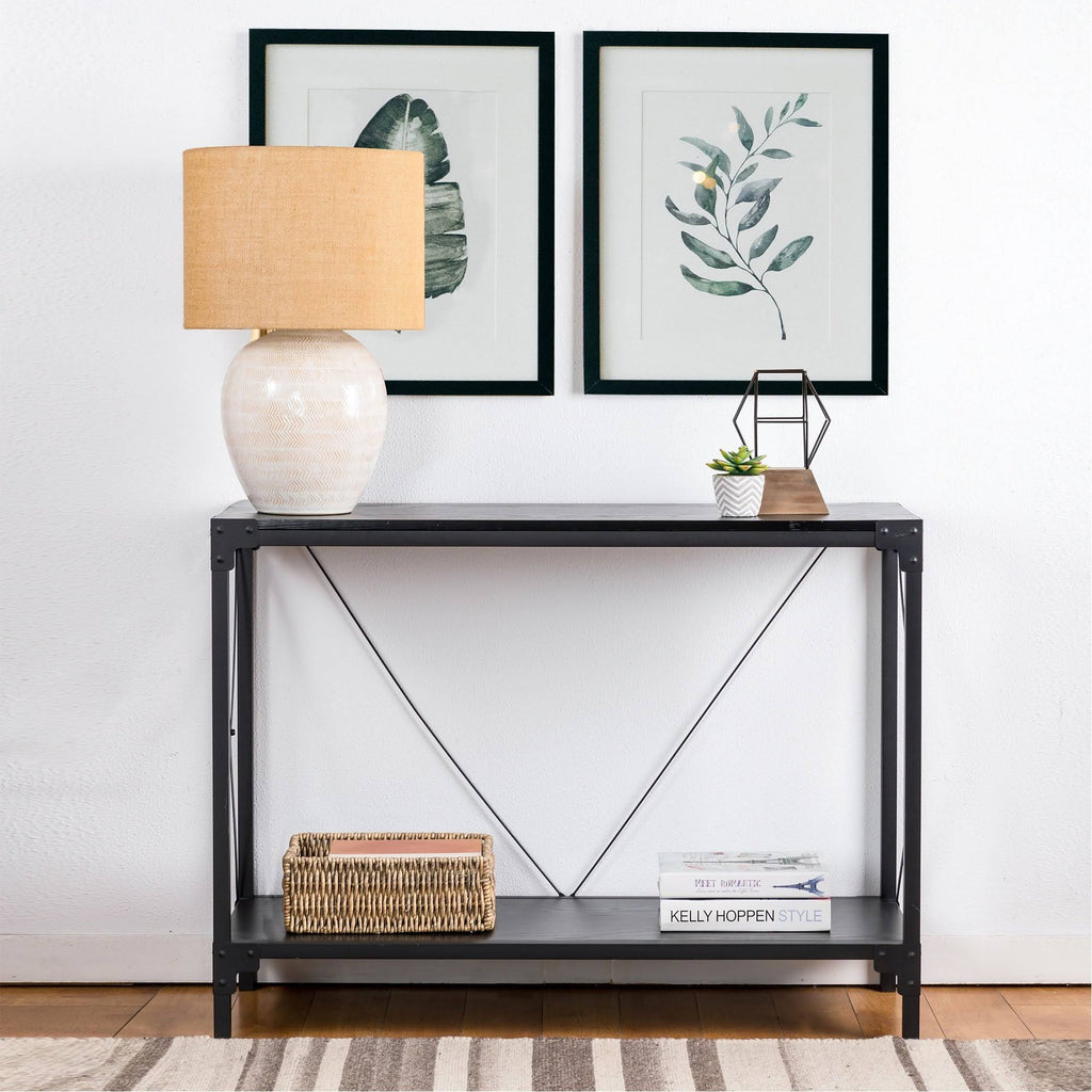 Black Wood/Metal Console Table X82555