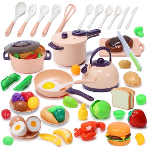51 Pc Mini Play Kitchen Accessories Playset with Pots Pans Utensils K627