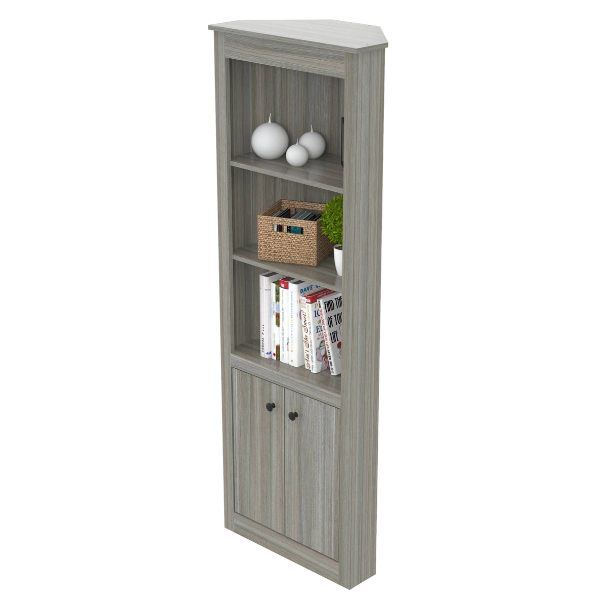 Smoked Oak Corner Bookcase V97133