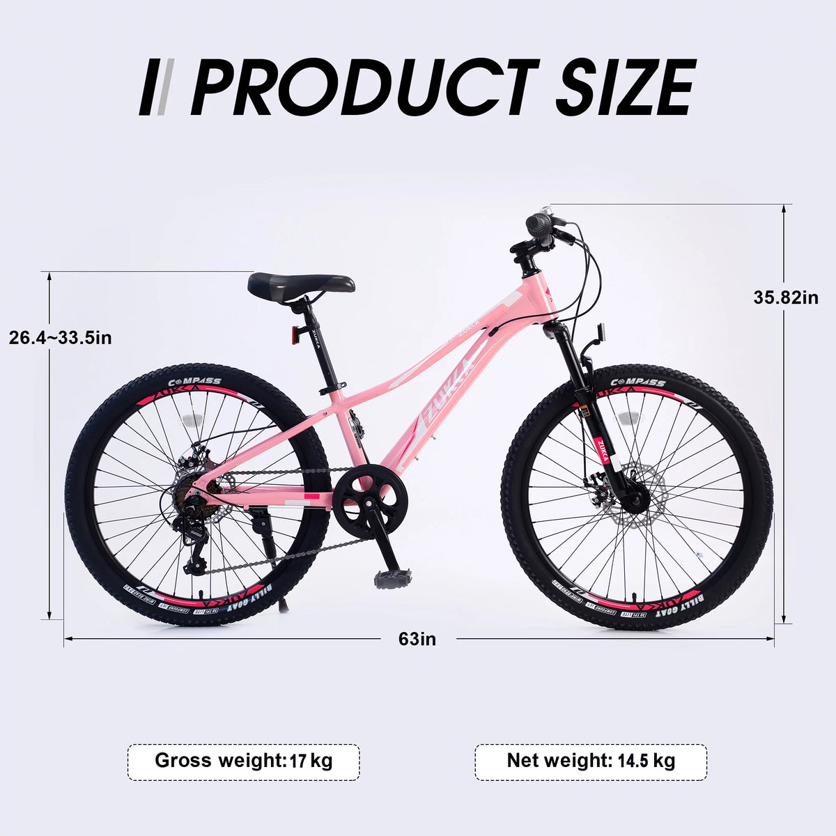 20" Carbon Steel 7-Speed Kids Mountain Bike F66447