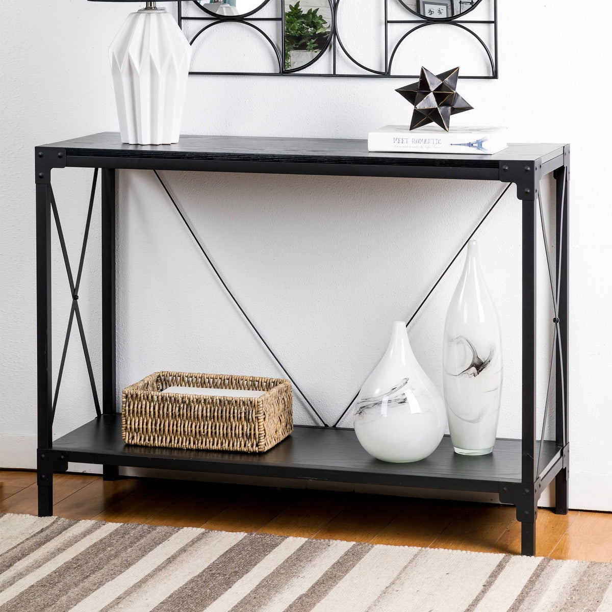 Black Wood/Metal Console Table X82555
